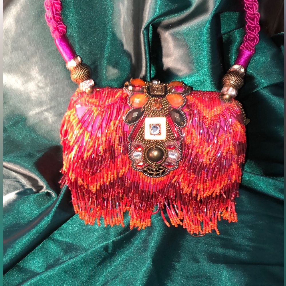 Mary Frances Embellished Red Beaded Bag - Picture 2 of 10